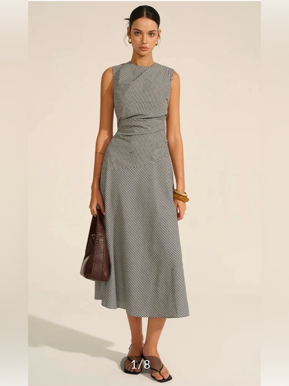 Commense Gingham Midi Dress